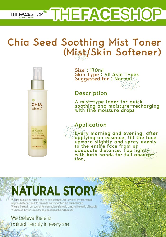 [The Face Shop] Chia Seed Soothing Mist Toner (Skin Softener) 170ml