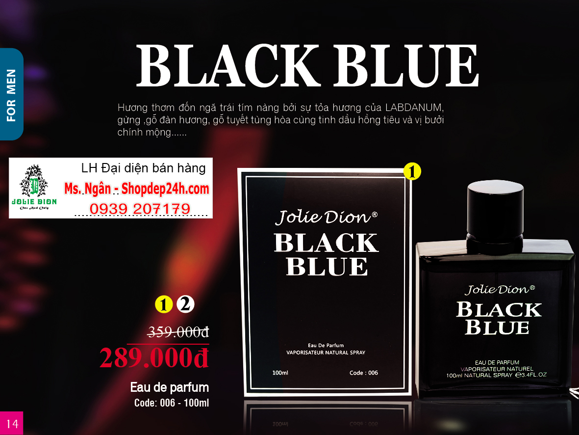 [Jolie Dion] Nước hoa nam Black Blue EDP 100ml